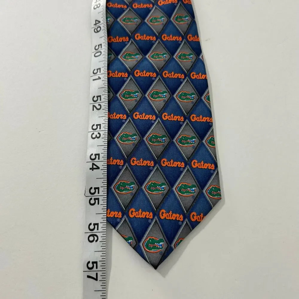 Vintage University of Florida Tie 100% Silk Gators Neck Tie College Blue Orange